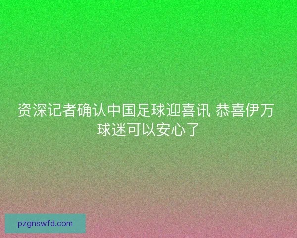 资深记者确认中国足球迎喜讯 恭喜伊万 球迷可以安心了