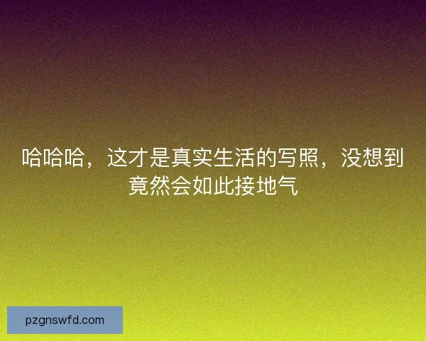 哈哈哈，这才是真实生活的写照，没想到竟然会如此接地气